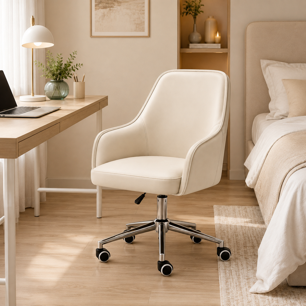 Ergonomic swivel computer chair with armrests and reclining support for home offices, study desks, and executive workspaces.