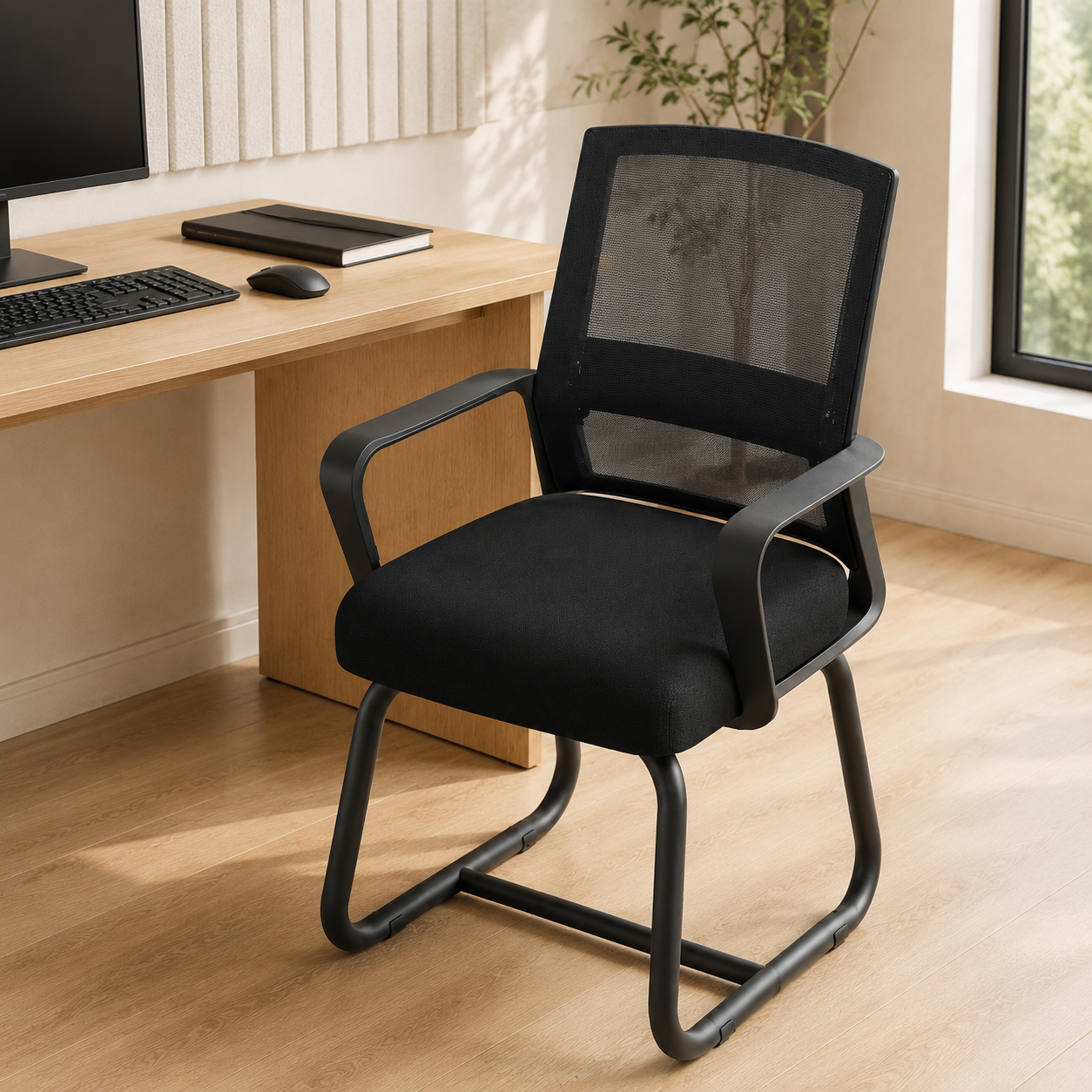 Mesh office chair with cushioned seat