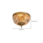 Dimensions of the 25 cm European style copper crystal flush mount ceiling light