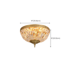 Dimensions of the 35 cm European style copper crystal flush mount ceiling light