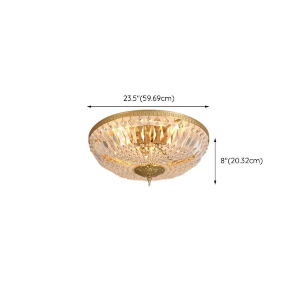Dimensions of the 45 cm European style copper crystal flush mount ceiling light