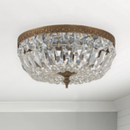 European style copper crystal flush mount ceiling light 45 cm turned off