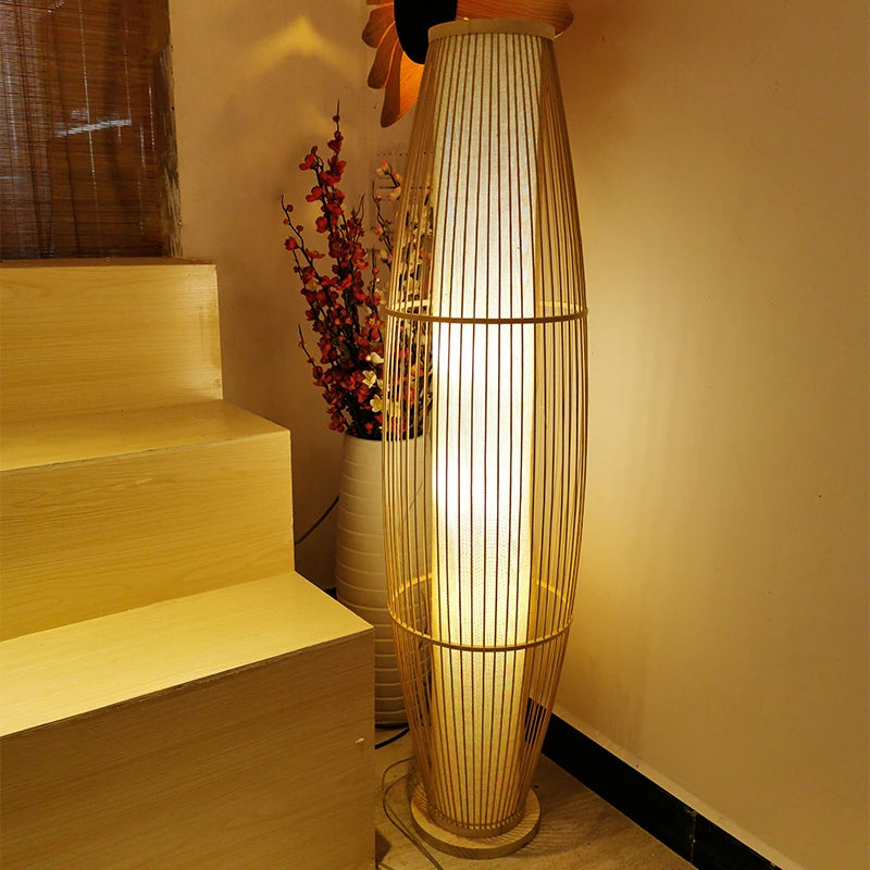 Modern Tea Table Floor Lamps Nordic Creative Bamboo Art LED Standing Light Fixtures Home Deco Living Room Bedroom Bedside Lamp