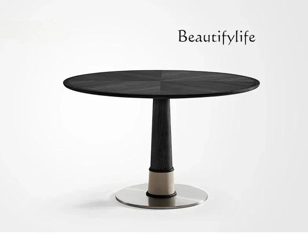 N19 Bamboo Dragonfly Black North American Imported Ash Wood Solid Wood round Dining Table Small Apartment Italian Minimalist Z