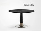 N19 Bamboo Dragonfly Black North American Imported Ash Wood Solid Wood round Dining Table Small Apartment Italian Minimalist Z