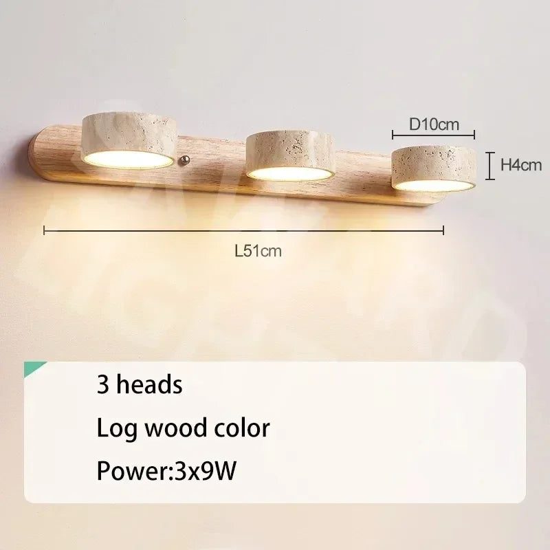 Japanese Yellow Travertine Wall Light, Cave Stone LED Wall Lamp, Rotatable Light for Bathroom Dressing Mirror Front Lamp