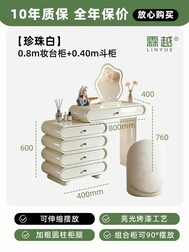 M45 Dresser, Chest, Integrated Italian Light Luxury Bedroom, Retractable Cream Style Small Makeup Table