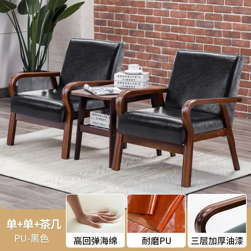 Fabric Combination Sofa Chair Single Casual Solid Wood Chair Living Room