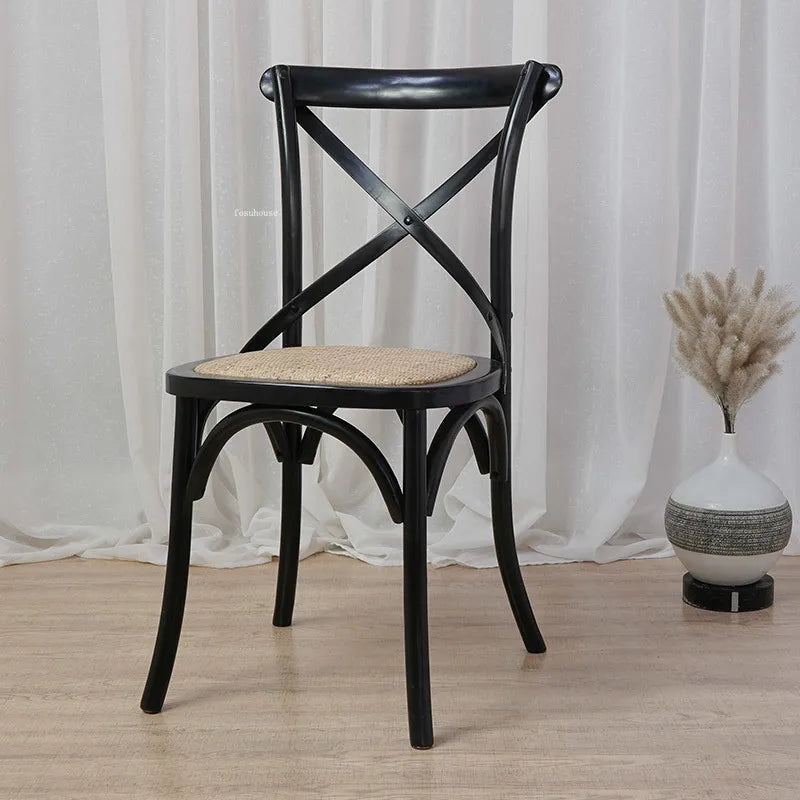 Nordic Retro Solid Wood Dining Chair Restaurant Furniture Simple Dining Chair American Homestay Casual Creative Back Chairs B R