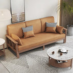 DSA Small Apartment Dual-Purpose Solid Wood Sofa Bed, Multi-Functional Pull-Out Retractable Sofa Bed, Double Sofa Bed
