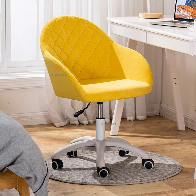 Nordic Furniture Velvet Office Chair for Office Student Study Lift Swivel Chair Home Comfortable Backrest Girl Pink Gaming Chair