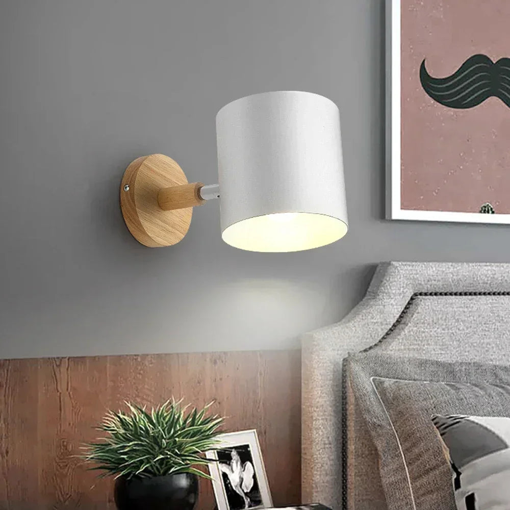 LED Wall Lamp Nordic Solid Wood Bedroom Wall Light Modern Minimalist Macaron Creative Living Room Indoor Lighting Wall Sconce