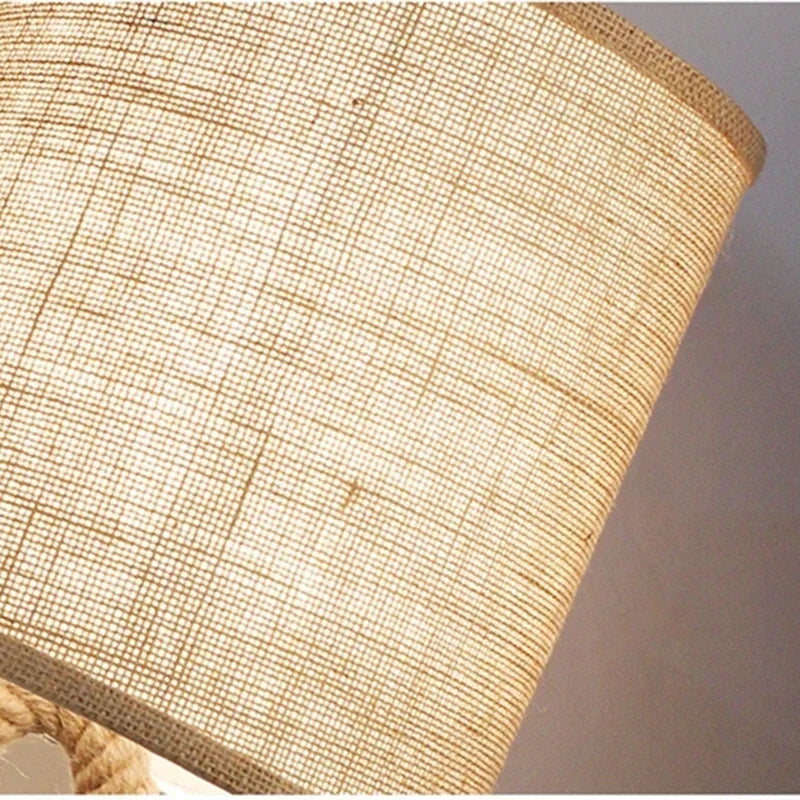 Vintage Hemp Rope Table Lamp E27 Night Table Lamps for Living Room Bedroom Study Desk Decor Industrial Iron Home Bedside Lamp