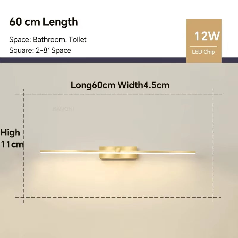 Modern LED Wall Lamp Bathroom Hardwares Sconce Three Colors Lights Aluminum Bathroom Bath Mirror Line Home Decor Light Fixture