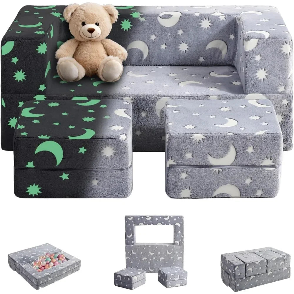 #For Kids Sofa, Illuminated in the Dark Modular Children'S Exploration Sofa, 3-In-1 Folding Children'S Sofa for Toddlers