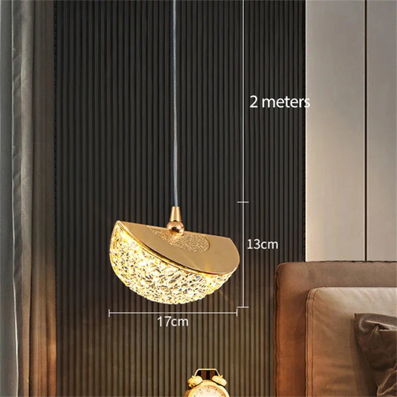 Nordic Crystal LED Chandelier Living Room Bedroom Bedside Pendant Lights Indoor Dining Room Decorative Lighting Hanging Lamp
