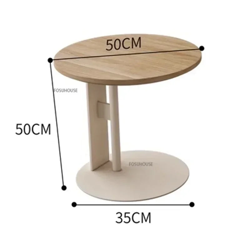 Nordic Solid Wood Coffee Table, Modern Designer Small Apartment Living Room Hotel Combination round Side Table, Minimalist
