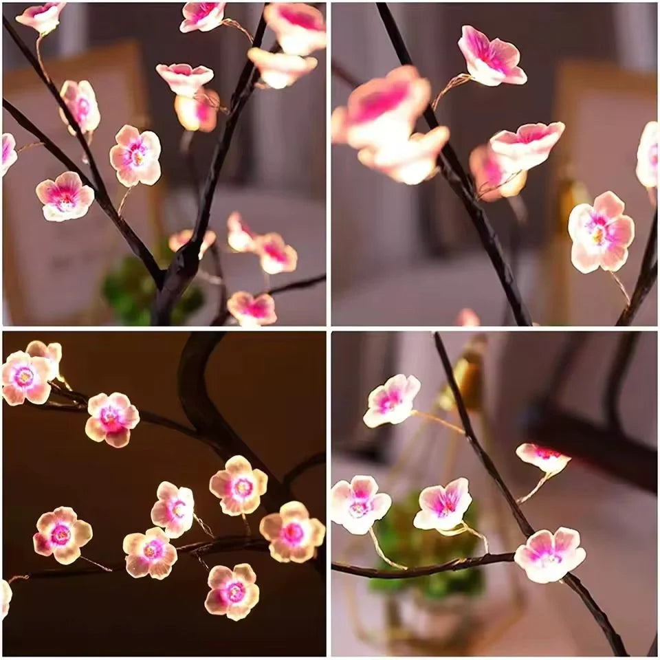 1PC LED Artificial Cherry Tree Bonsai Night Light Usb/Battery Powered Table Lamp Touch Switch Fairy Light for Wedding Home Decor