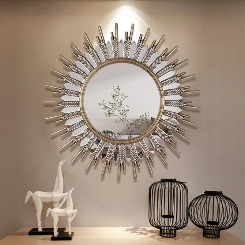Sunflower Creative Art Mirrors Living Room Entrance Decorative Mirror Light Luxury Mirror Wall Wall Bathroom Mirrors 장식경