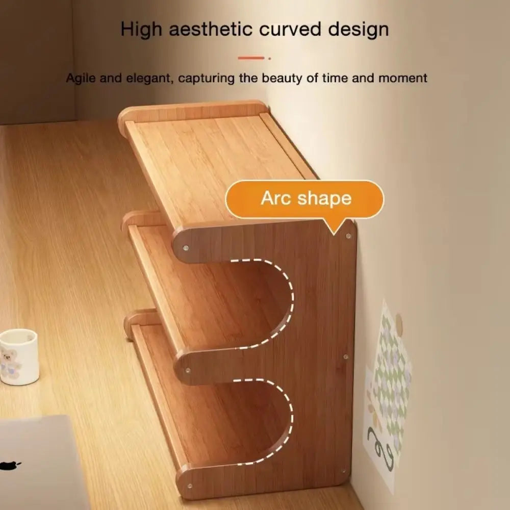 2/3 Tiers Desktop Storage Rack Compact Easy-To-Assemble Desk Bookshelf Space-Saving Multi-Functional Simple Shoe Organizer