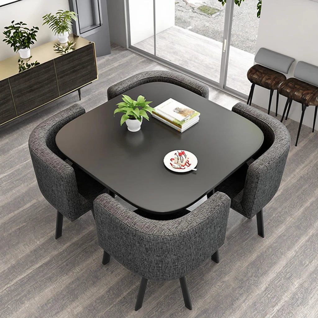 Customer High Quality Luxury Dining Room Set with Wood Stone Table and Chair Smokeless Barbecue Restaurant Furniture
