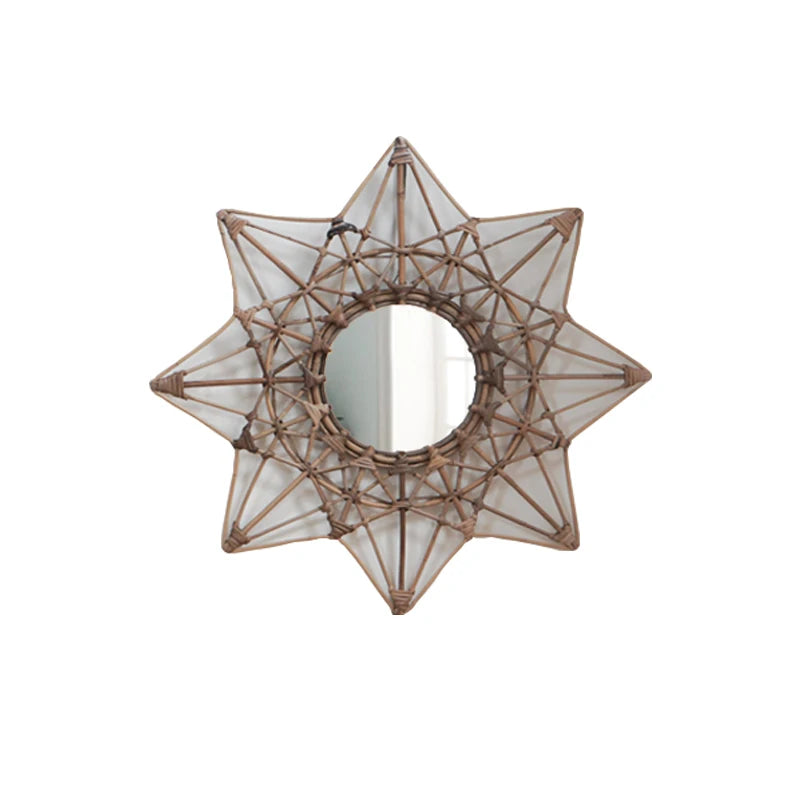 Retro Rattan Weaving Mirror Modern Simple Decorative Mirrors Stylish Designer Makeup Mirror Espejo Decorativo Home Decoration