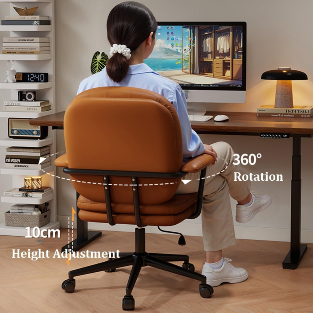 Back view of modern faux leather office chair