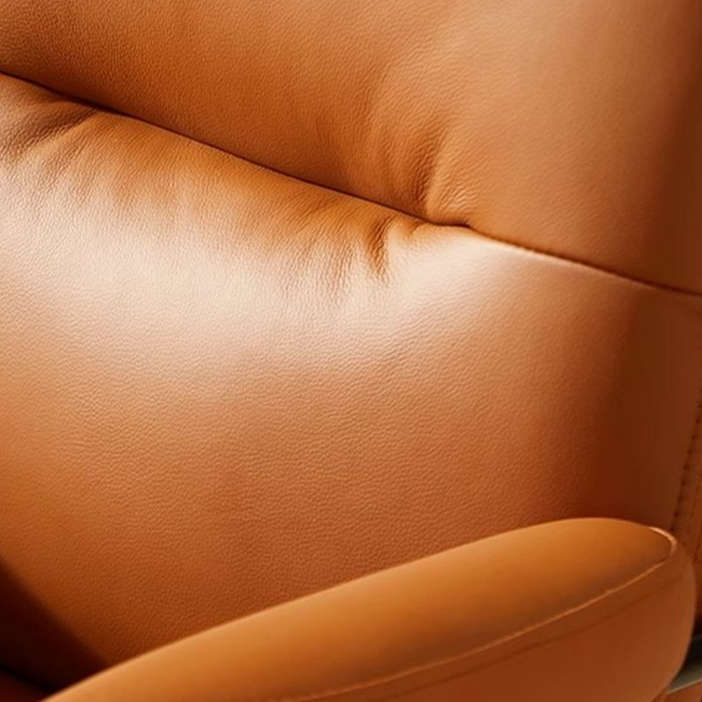 Faux leather desk chair backrest detail