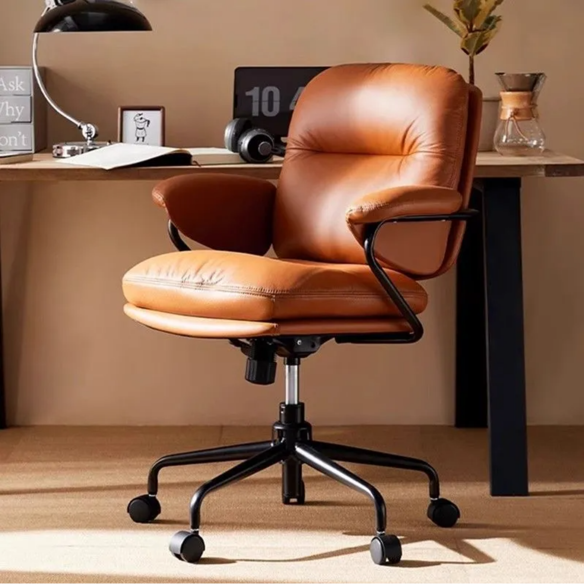 Side view of height adjustable desk chair