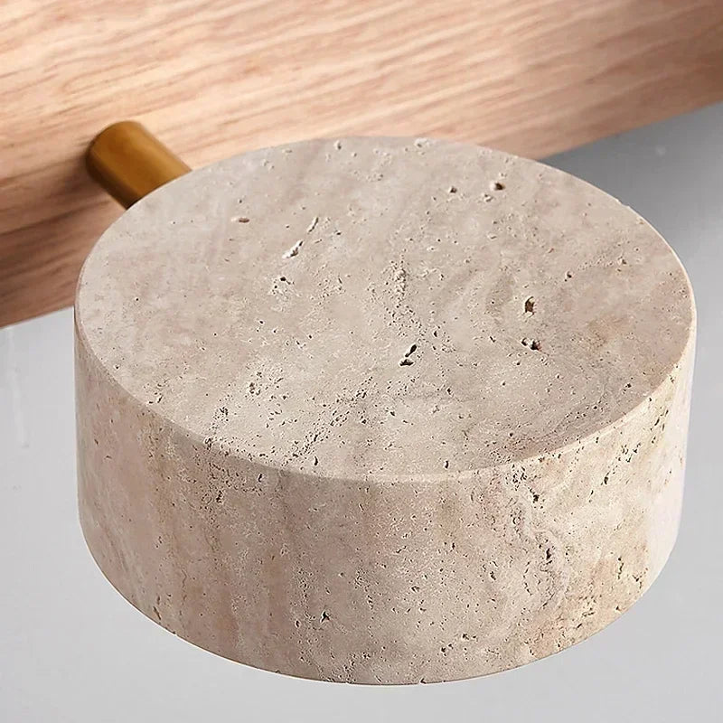 Travertine Duo Wall Light Wabi Sabi Creative round LED Rotatable Light Bathroom Washtable Dressing Table Mirror Front Lamps