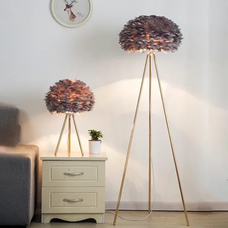 Modern Feather Floor Lamps Bedroom Bedside Led Lamp Home Decoration Living Room Sofa Standing Lamp Table Light Lustre Fixtures