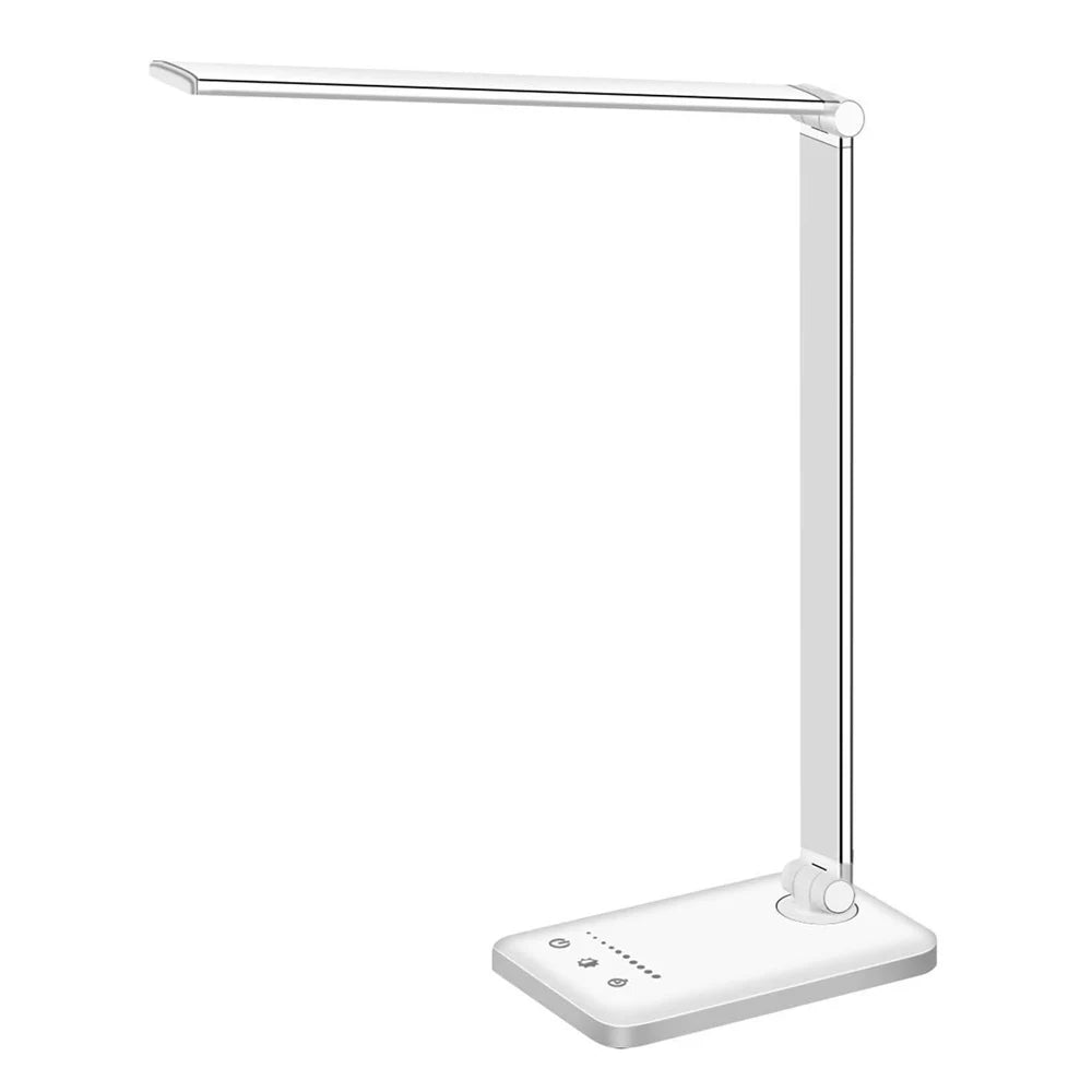 LED Metal Folding USB Desk Lamp, 5-Speed Dimming and Color Adjustment, Touch Reading Light, Eye Protection.