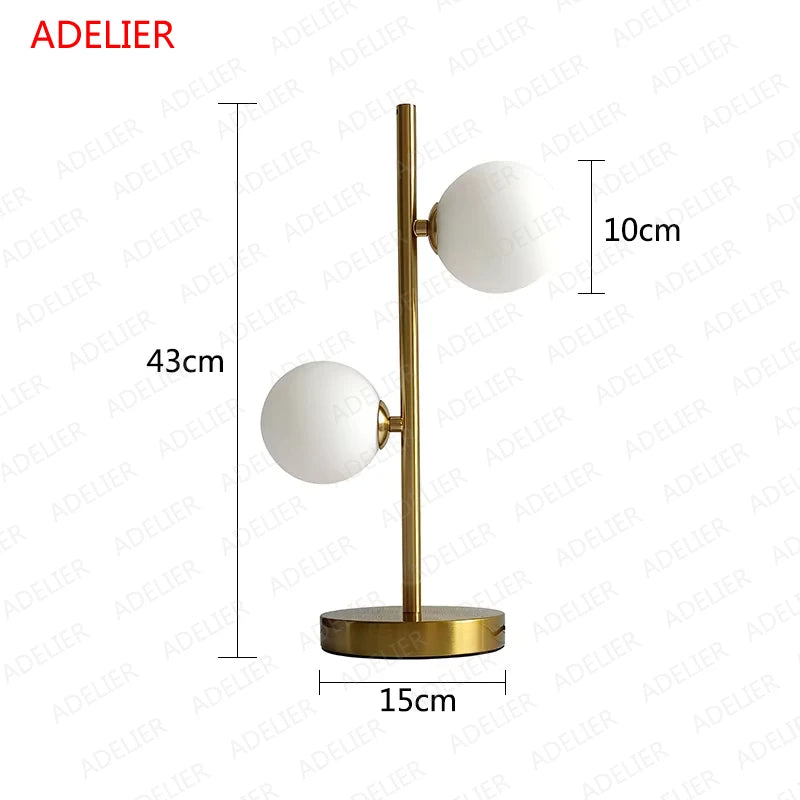 White Glass Ball Table Lamps Creative Bedroom Bedside Desk Lamp Iron Gold LED Lighting Fixture