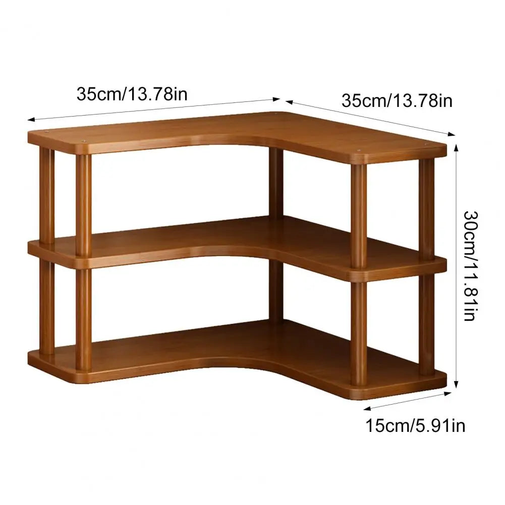 Minimalist Wooden Desk Organizer 3-Tier Corner Shelf for Books, Plants Office Supplies Handmade Multi-Level Storage Stand Tea