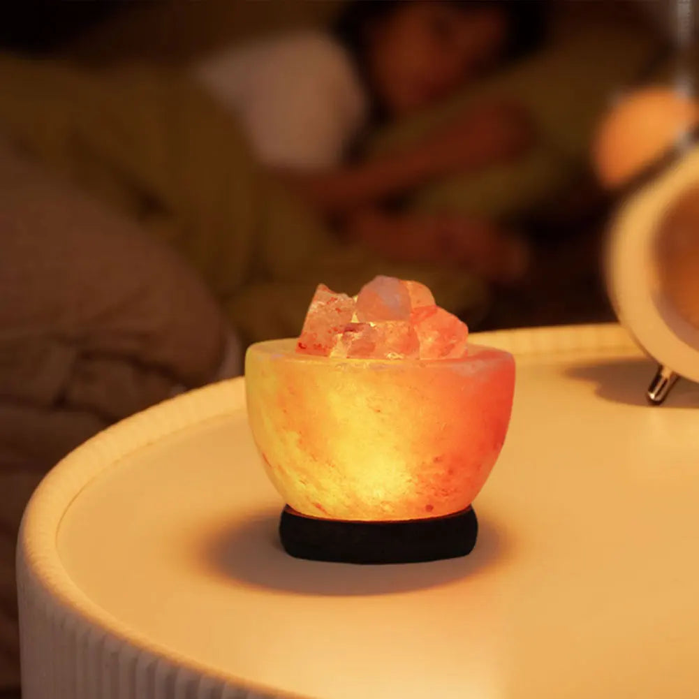 Himalayan Salt Lamp LED Night Light with Base Crystal Salt Rock Lamp LED Atmosphere Lamp Home Bedroom Decoration