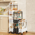 Mobile Shelf with Wheels Narrow Gap Trolley Multi-Layers Storage Rack Kitchen Bathroom 2/3/4 Tiers Storage Trolley Rolling Cart