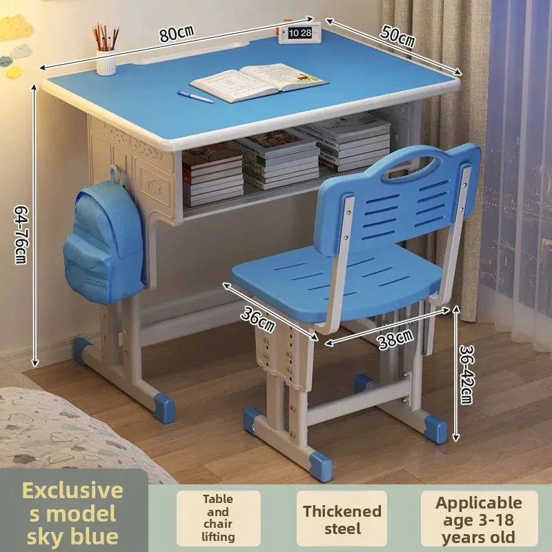 Children'S Study Student Desk and Chair Set Adjustable Height Writing Desk for Kids Home & School Standard & Pro Cushion Version