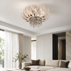 Crystal flush mount ceiling light installed in a living room