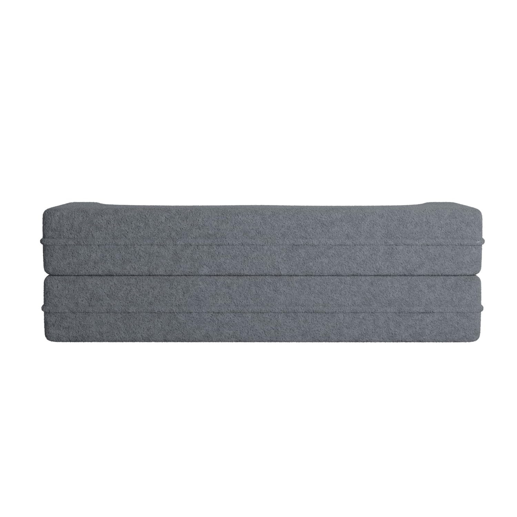 Back view of modern foldable velvet sofa bed
