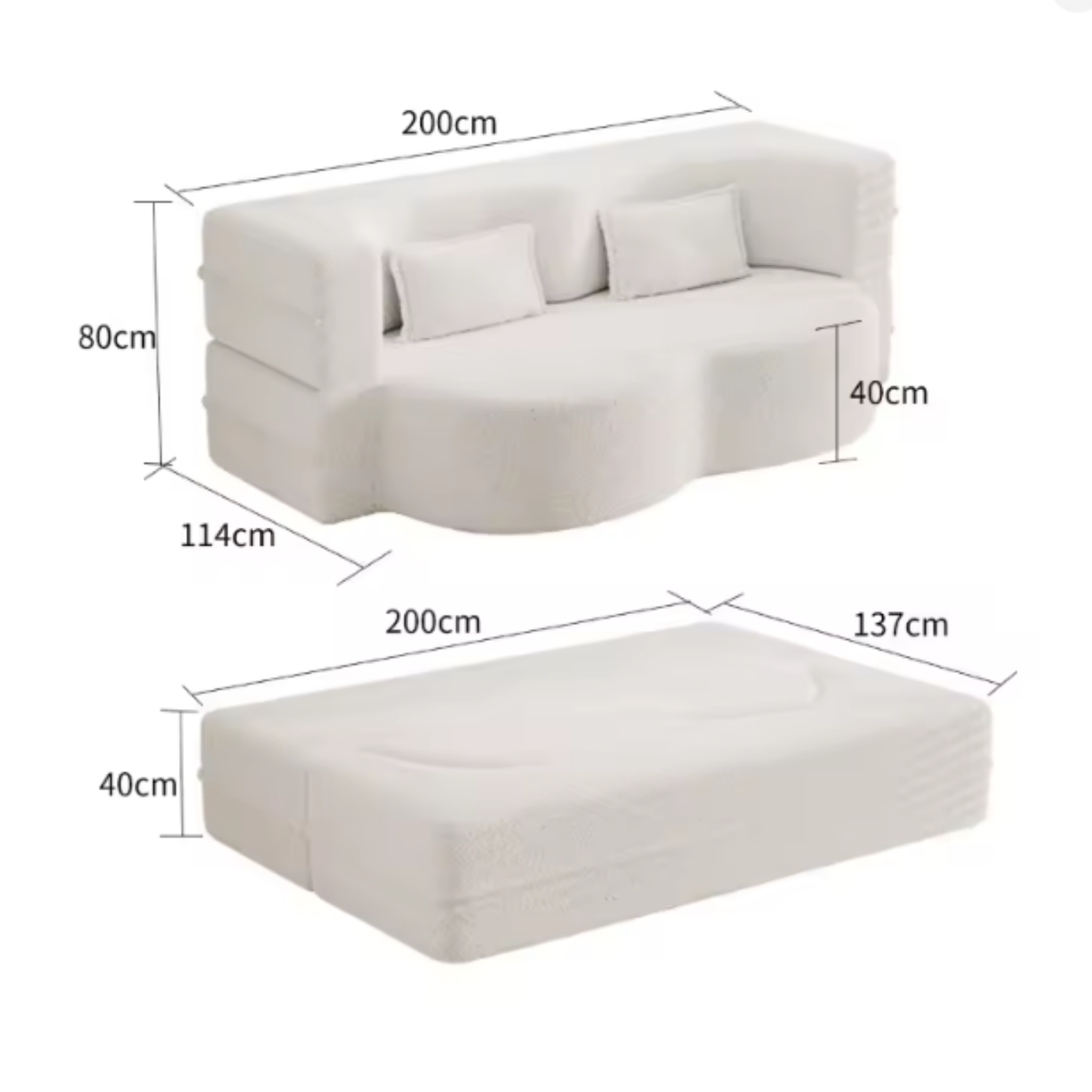 Foldable sofa bed dimensions