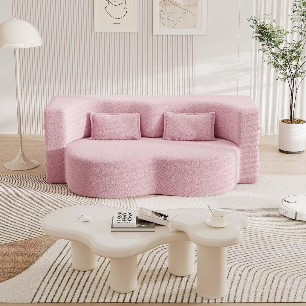 Foldable sofa bed in modern living room