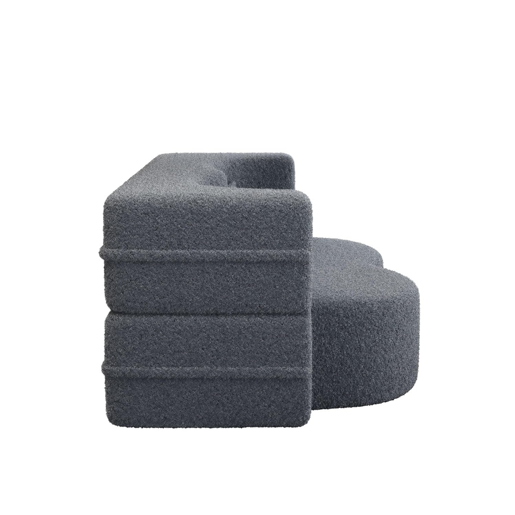 Side view of modern foldable velvet sofa bed