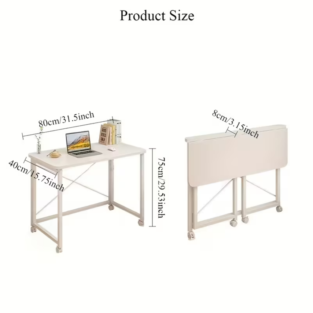 Space saving folding computer desk dimensions and details
