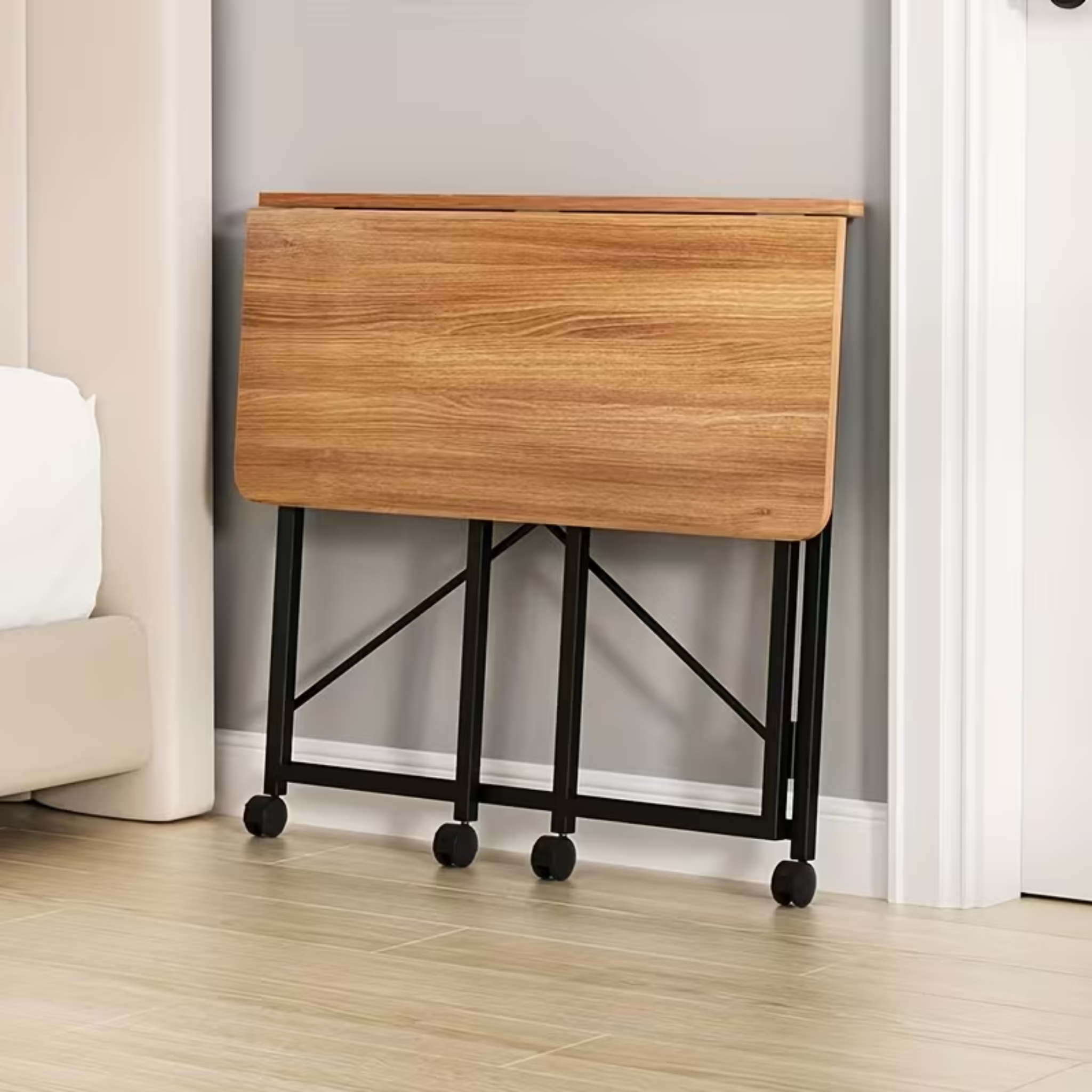 Folding computer table for students and home office use
