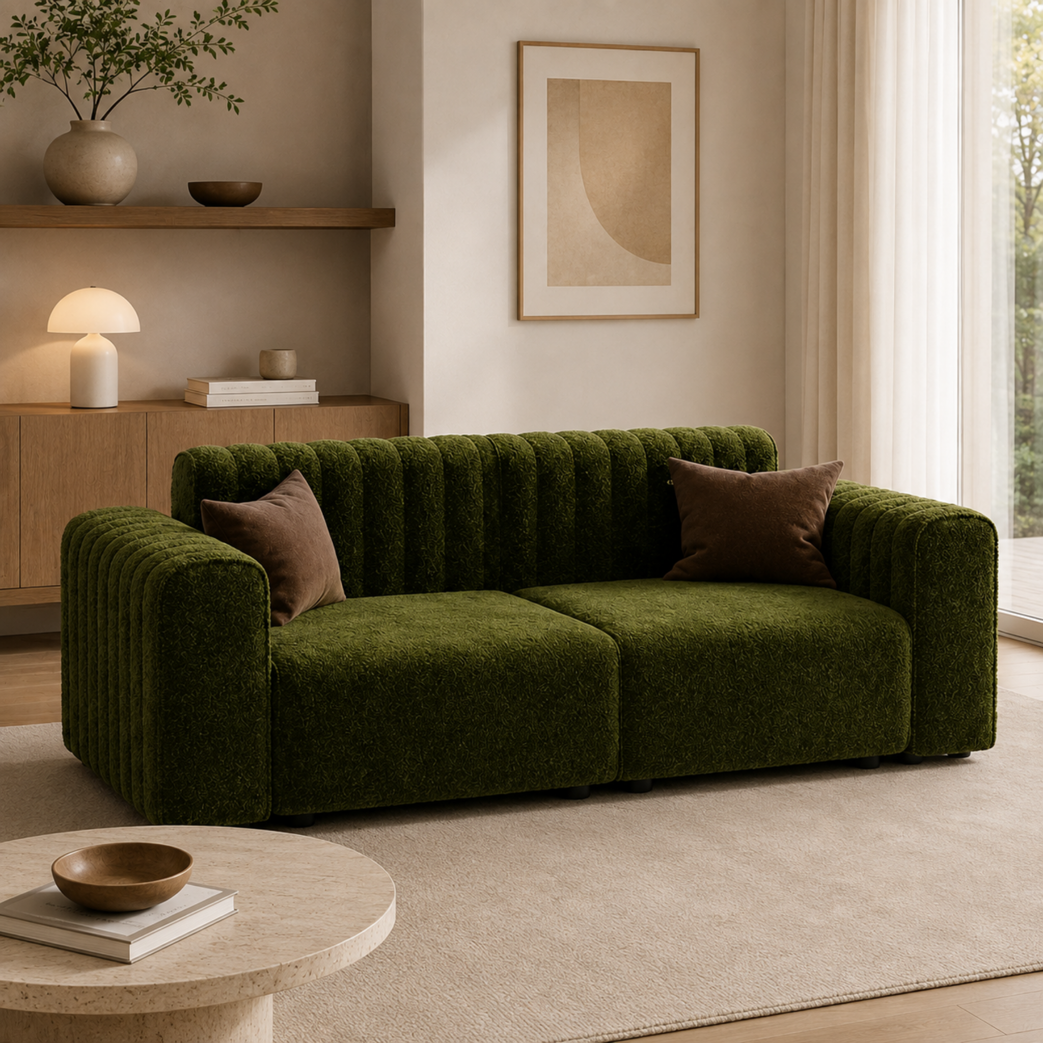 French style chenille sofa in an apartment
