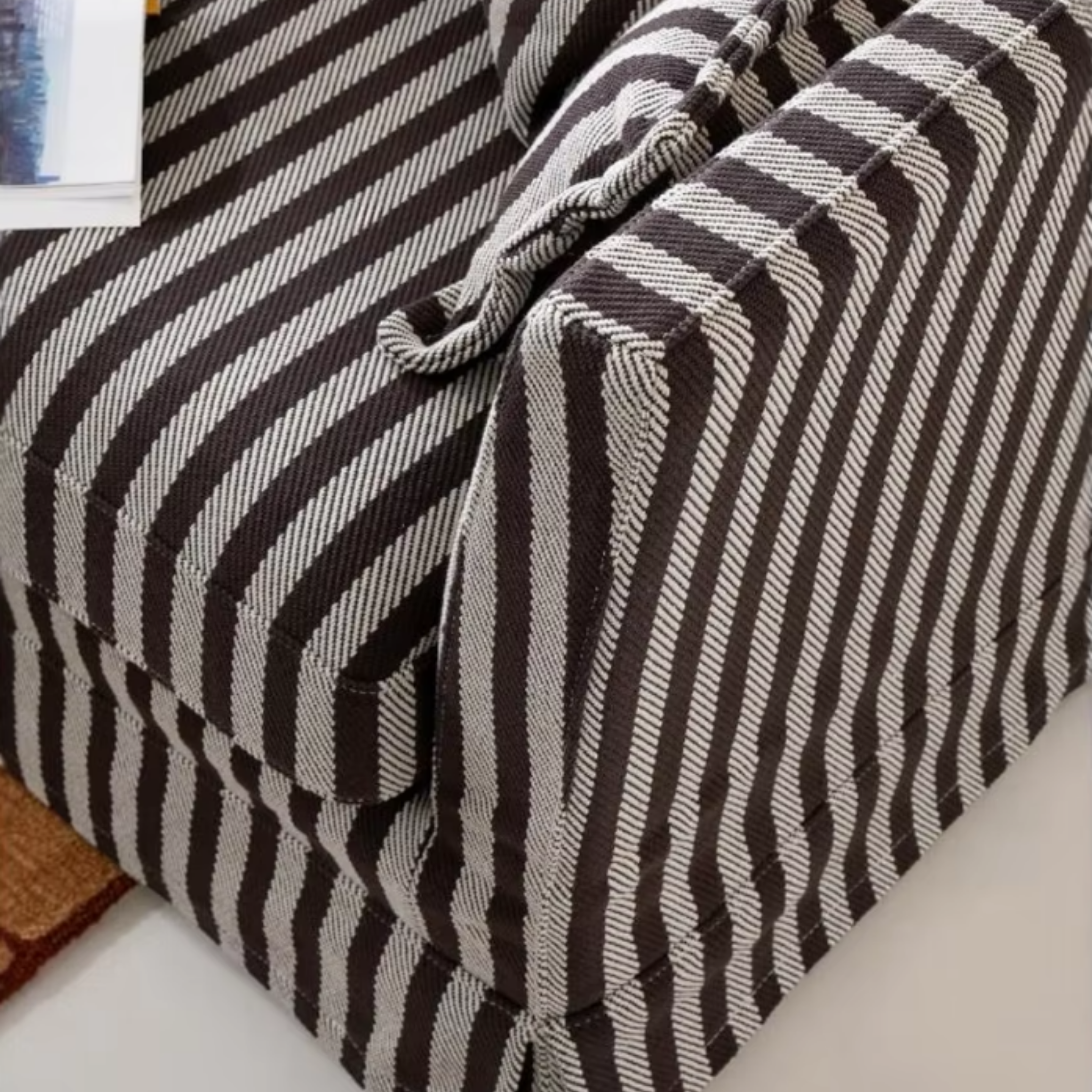 Close-up of striped fabric upholstery