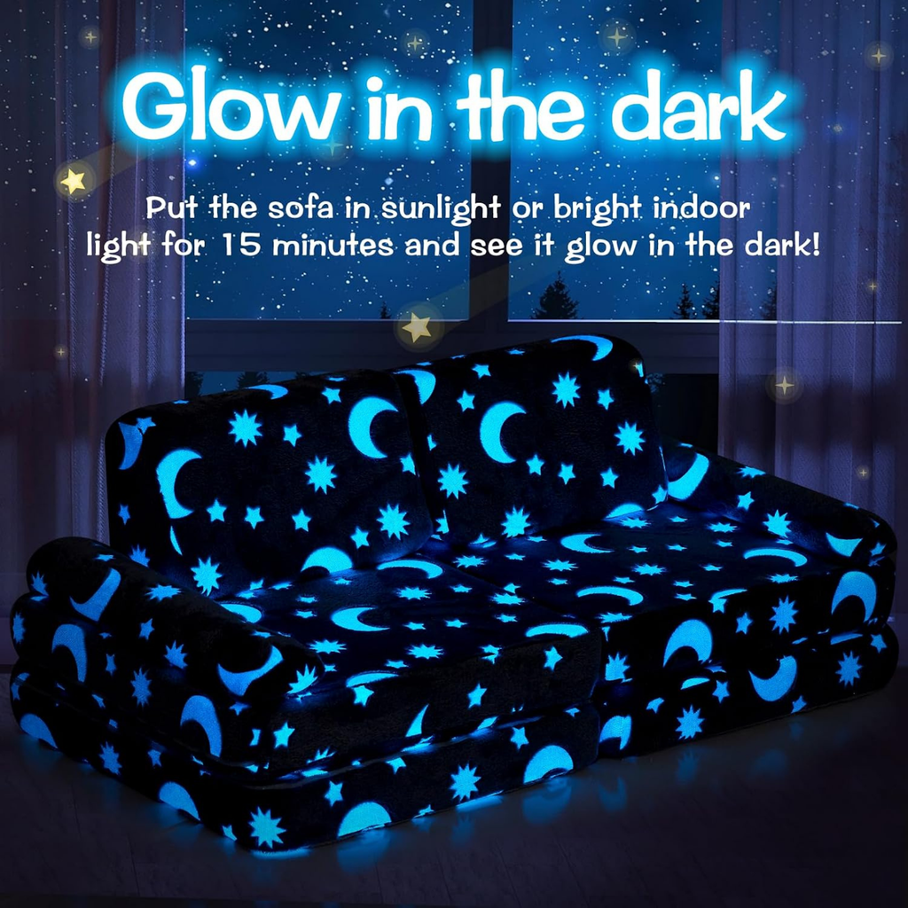 Glow-in-the-dark modular kids play couch