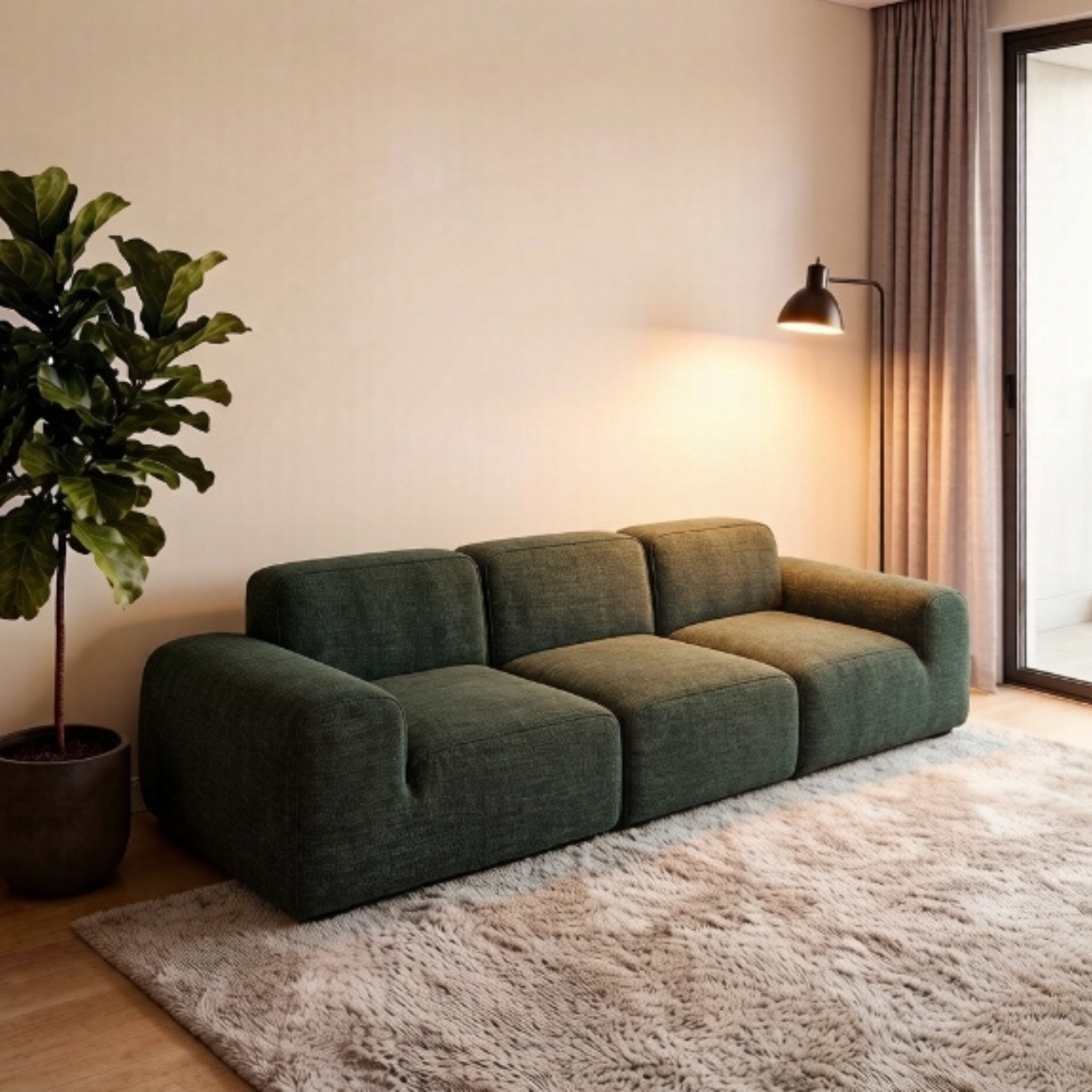Green cloud velvet modular sofa