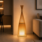 Main photo of the handmade bamboo wicker floor lamp