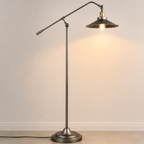 Industrial adjustable reading floor lamp in black